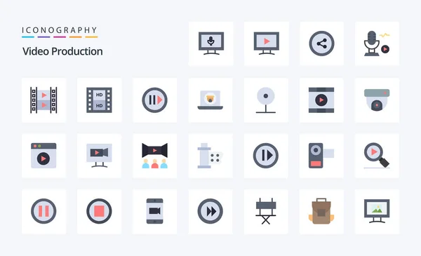 Video Production Flat Color Icon Pack — Stockový vektor