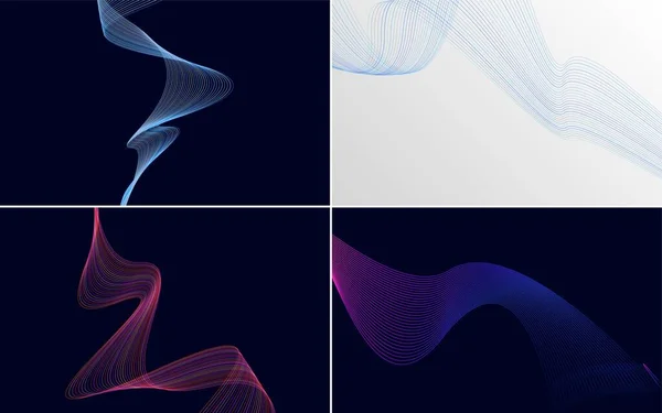 Wave Curve Abstract Vector Background Pack Modern Minimalistic Design — Stock Vector