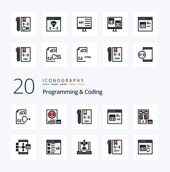 Programming Coding Line Filled Color Icon Pack Develop App Development — стоковый вектор