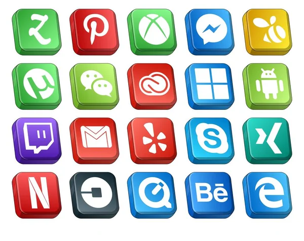 Social Media Icon Pack Including Yelp Email Creative Cloud Gmail — Stock Vector
