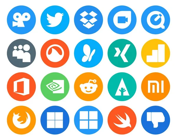 Social Media Icon Pack Including Browser Xiaomi Msn Forrst Nvidia — Stock Vector