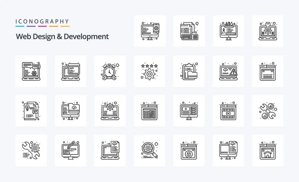 Pack Icônes Web Design Development Line — Image vectorielle
