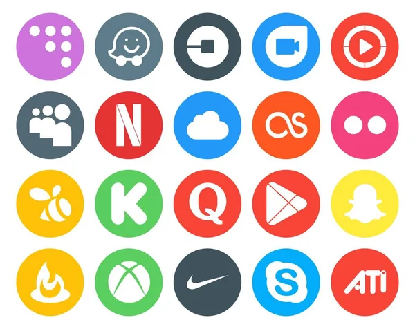 Social Media Icon Pack Including Google Play Quora Myspace Kickstarter — Stock Vector
