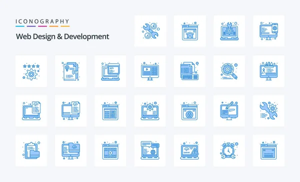 Web Design Development Blue Icon Pack — Stock Vector