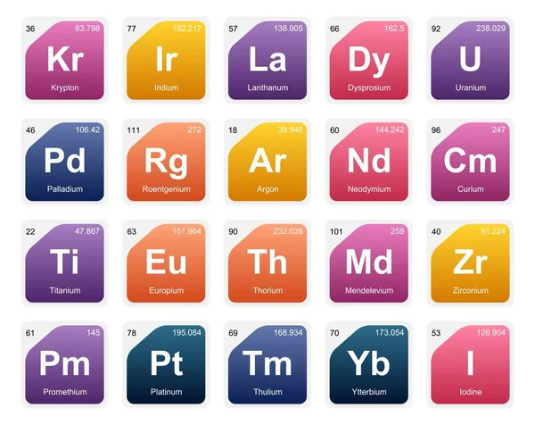 Elementlerin 20 Preiyodik tablosu. Simge Paketi Tasarımı