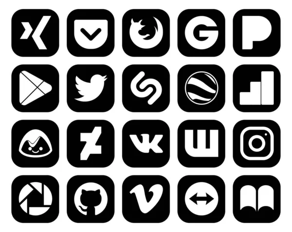 Paquete Iconos Redes Sociales Incluyendo Instagram Twitter Deviantart Análisis Google — Vector de stock