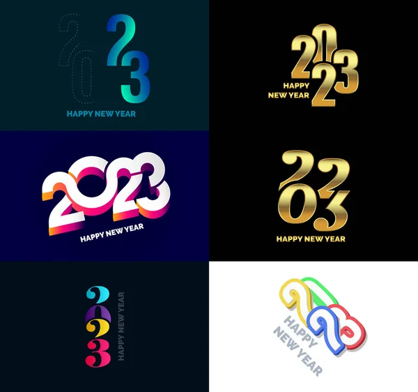 Big Collection 2023 Happy New Year Symbols Εξώφυλλο Επιχειρηματικού Ημερολογίου — Διανυσματικό Αρχείο