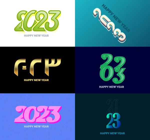 Big Set Van 2023 Happy New Year Logo Tekst Ontwerp — Stockvector
