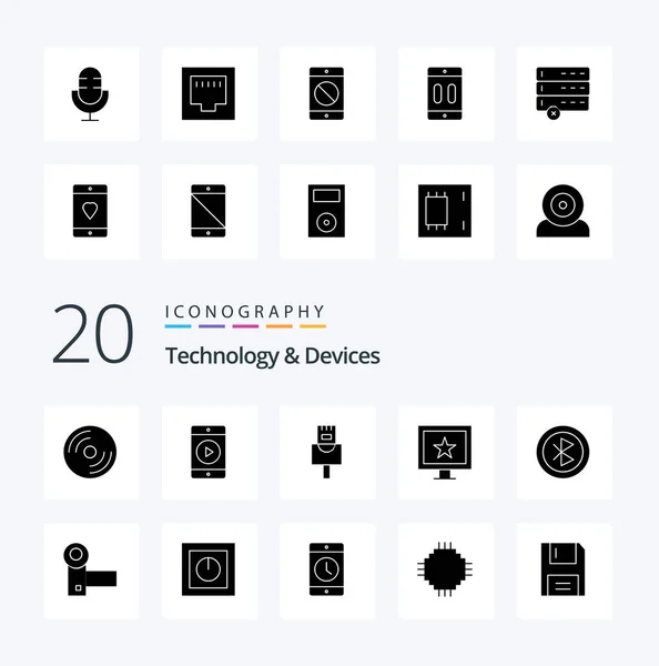 Dispositivos Solid Glyph Icono Paquete Como Dispositivos Para Compartir Cable — Archivo Imágenes Vectoriales