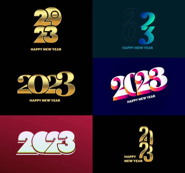2023 Büyük Koleksiyonu Mutlu Yeni Yıl Sembolleri 2023 Günlüğü Kapağı — Stok Vektör
