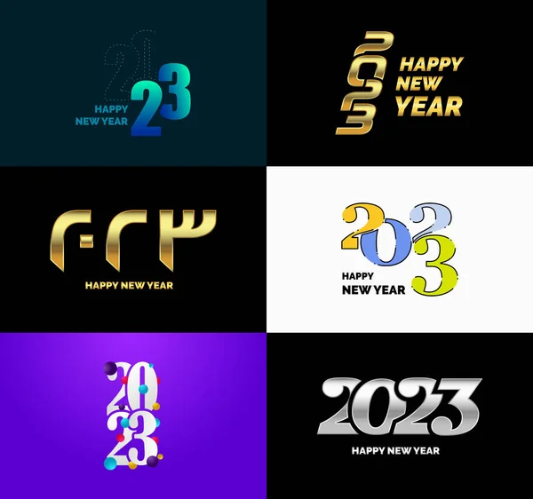 Big Collection 2023 Happy New Year Symbols Cover Business Diary — Stock Vector