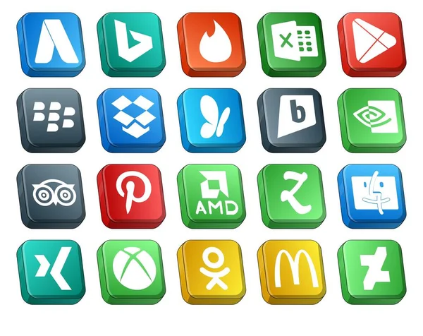 Social Media Icon Pack Including Xing Zootool Msn Amd Travel — Stock Vector