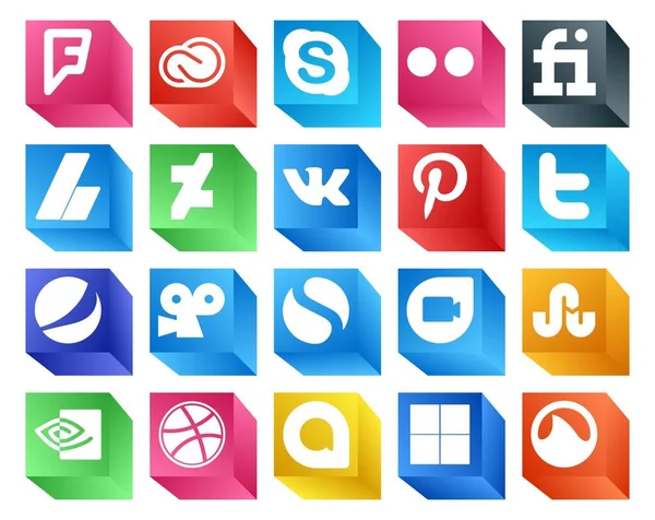 Social Media Icon Pack Incluindo Simples Pepsi Adsense Tweet Pinterest — Vetor de Stock