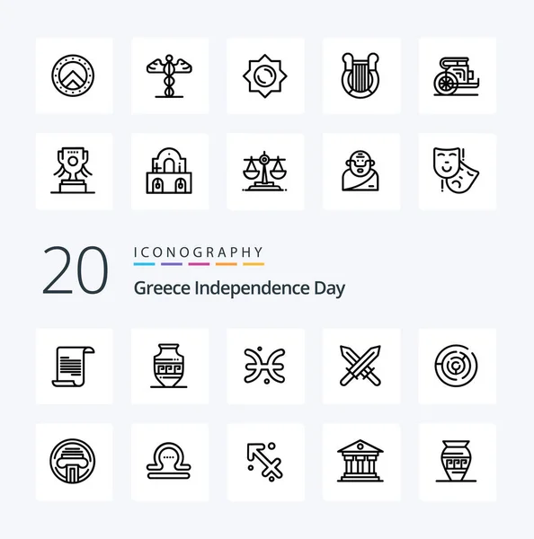 Greece Independence Day Line Icon Pack Maze Circle Maze Horoscope — Stock Vector
