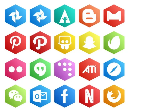 Social Media Icon Pack Including Wechat Safari Slideshare Ati Hangouts — Stock Vector
