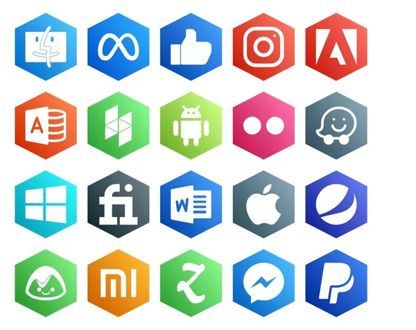 Social Media Icon Pack Including Xiaomi Pepsi Android Apple Fiverr — Stock Vector