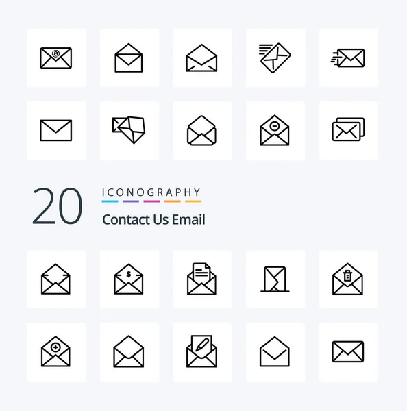 Email Line Ikona Pack Jak Poczta Mail Ołówek Mail — Wektor stockowy