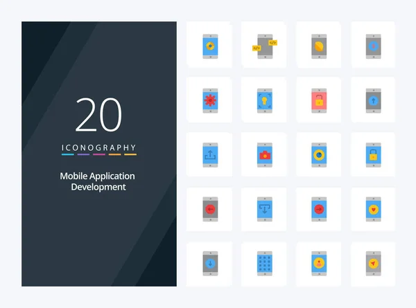 20移动应用程序开发平面彩色图标 — 图库矢量图片