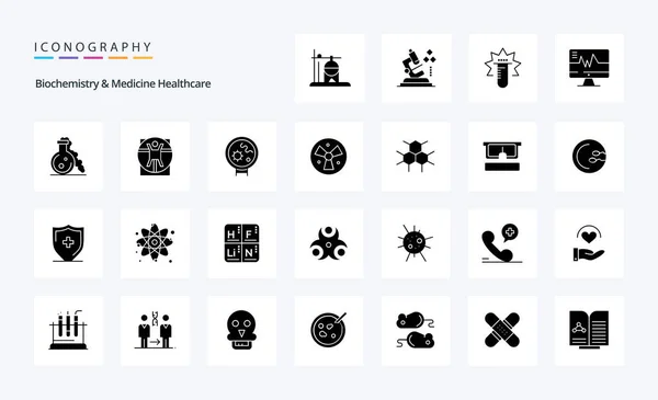 Biochemistry Medicine Healthcare Solid Glyph Icon Pack — Stock Vector