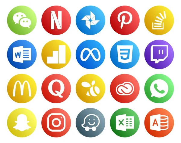 Social Media Icon Pack Including Question Mcdonalds Overflow Twitch Facebook — Stock Vector