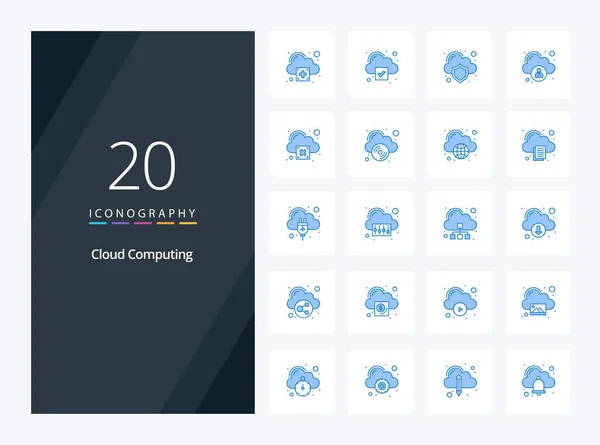 Cloud Computing Icona Colore Blu Presentazione — Vettoriale Stock