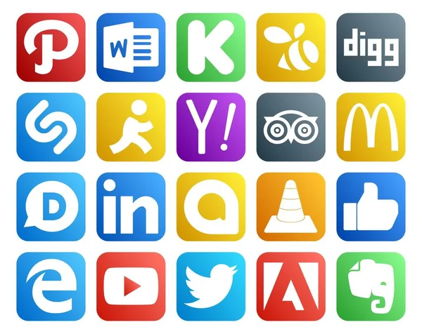 Social Media Icon Pack Inklusive Player Vlc Suche Google Allo — Stockvektor