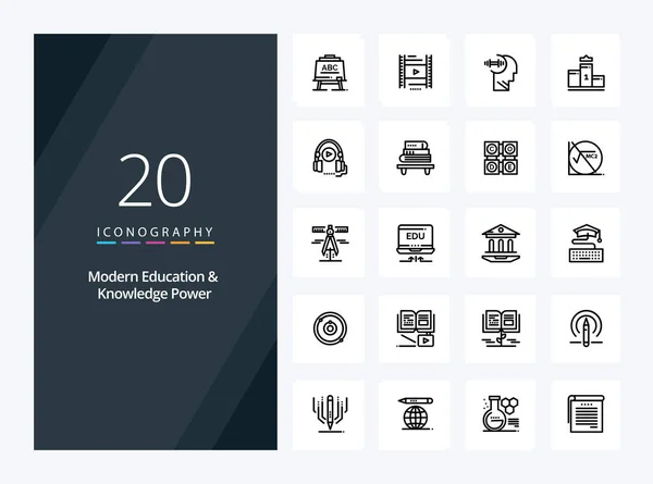 Modern Education Knowledge Power Outline Icon Presentation — Stock Vector