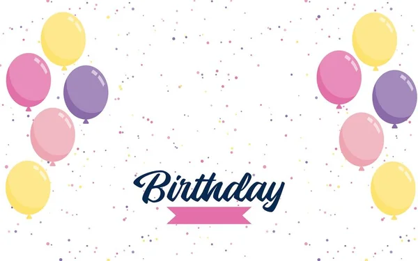 Happy Birthday Lettering Text Banner Balloon Background — Stock Vector