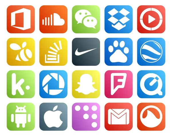Social Media Icon Pack Tym Kik Baidu Wideo Nike Zapasy — Wektor stockowy