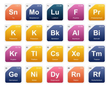 Simge Paketi Tasarımı elementlerinin 20 Preiyodik tablosu