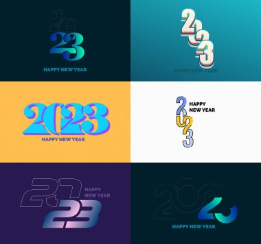 2023 Yılbaşı Sembollerinin Büyük Koleksiyonu. 2023 iş günlüğünün kapağı.