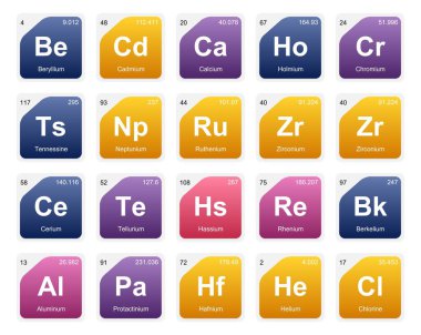 Simge Paketi Tasarımı elementlerinin 20 Preiyodik tablosu