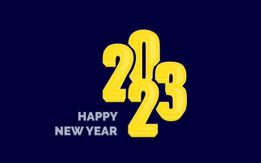 Mutlu yıllar 2023 Parlak Tipografi logosu tasarımı