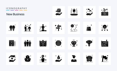 25 Yeni İş Sabit Glyph simgesi paketi