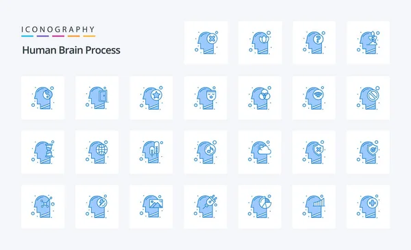 Human Brain Process Μπλε Εικονίδιο Πακέτο — Διανυσματικό Αρχείο
