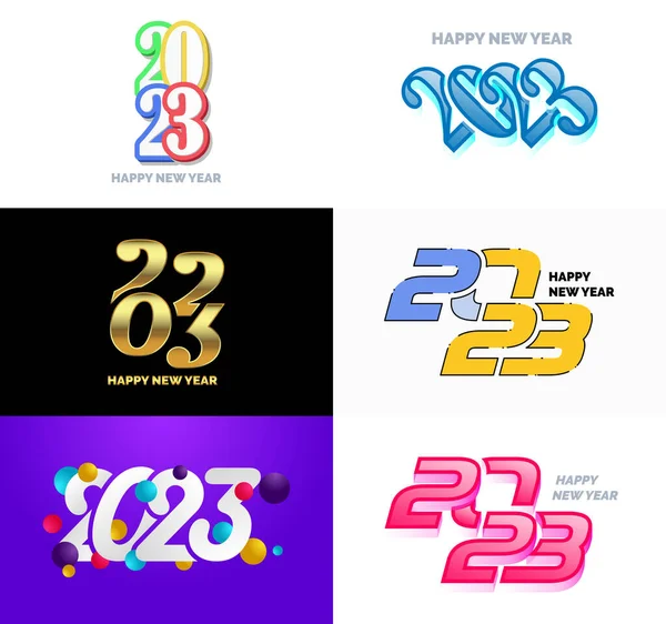 Grand Ensemble 2023 Happy New Year Logo Texte Conception 2023 — Image vectorielle