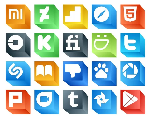 Paquete Iconos Redes Sociales Incluyendo Baidu Ibooks Conductor Shazam Twitter — Vector de stock