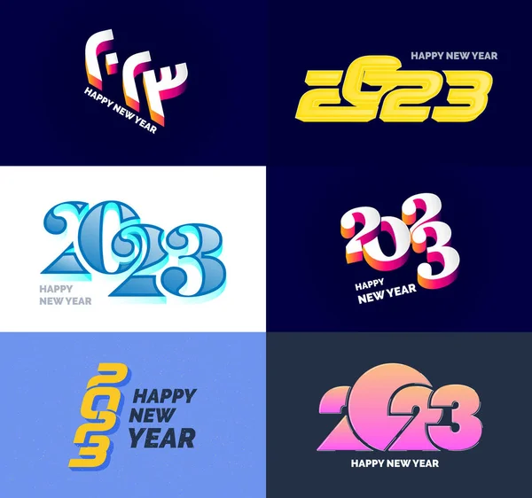 Grand Ensemble 2023 Happy New Year Logo Texte Conception 2023 — Image vectorielle