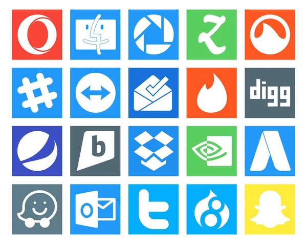 Social Media Icon Pack Inclusief Vooruitzichten Adwords Inbox Wat Gebeurd — Stockvector