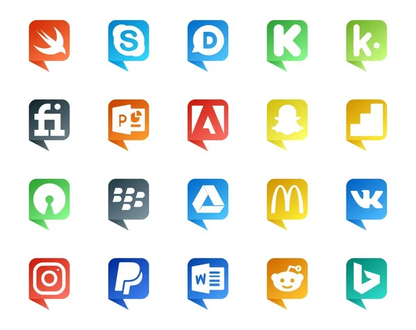 Social Media Speech Bubble Style Logo Paypal Adobe Mcdonalds Blackberry — Stock Vector