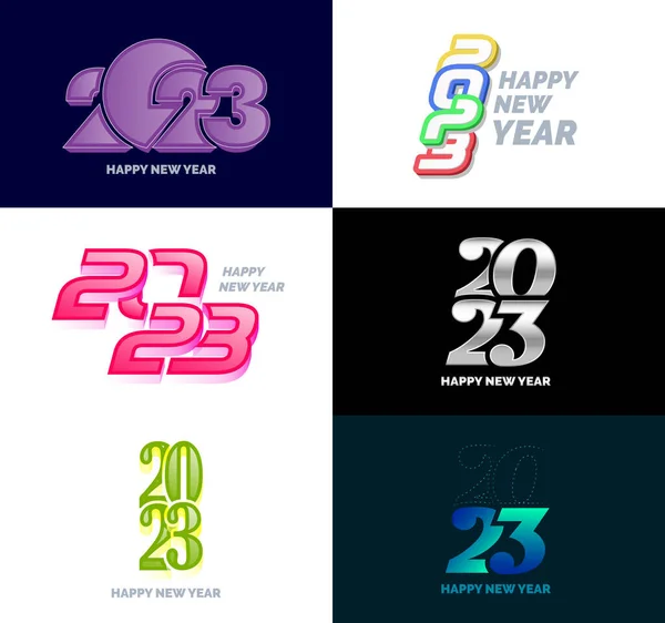 Big Set 2023 Happy New Year Logo Text Design 2023 — Stock Vector
