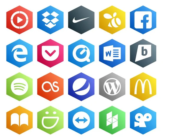 Social Media Icon Pack Including Ibooks Cms Quicktime Wordpress Lastfm — Stock Vector