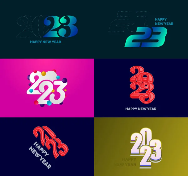 Big Set 2023 Feliz Año Nuevo Logo Diseño Texto 2023 — Archivo Imágenes Vectoriales