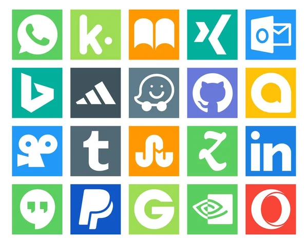 Social Media Icon Pack Inklusive Groupon Treffpunkte Github Linkedin Stolpersteine — Stockvektor