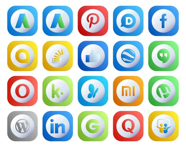 stock vector 20 Social Media Icon Pack Including wordpress. xiaomi. overflow. msn. opera