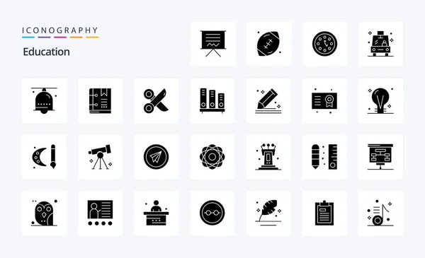 Education Solid Glyph Icon Pack — ストックベクタ