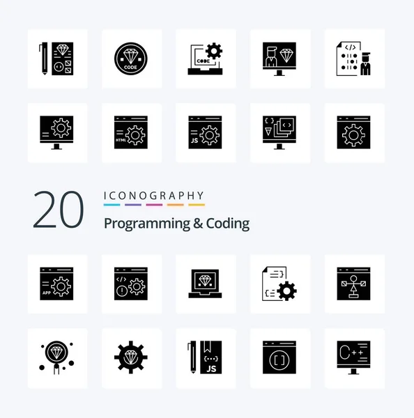 Programming Coding Solid Glyph Icon Pack Development Bug Development Programming — ストックベクタ
