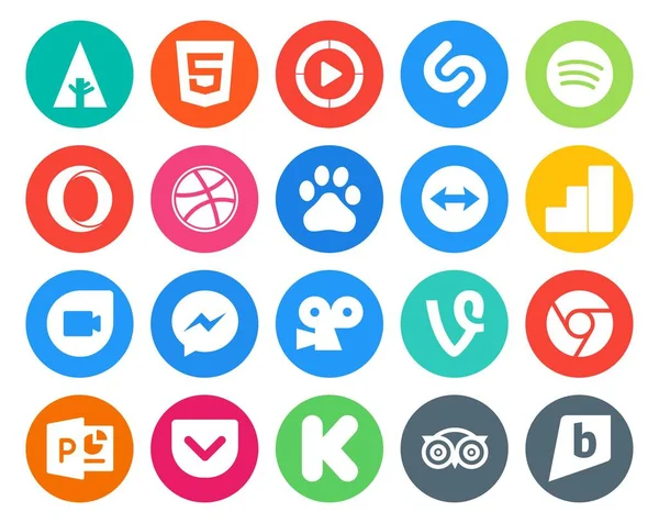 Social Media Icon Pack Including Pocket Chrome Baidu Vine Messenger — Stock Vector