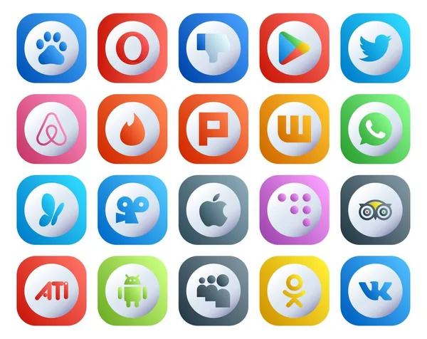 Social Media Icon Pack Including Travel Coderwall Tinder Apple Msn — Stock Vector