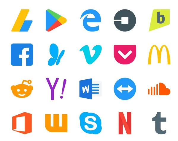 Social Media Icon Pack Including Search Reddit Brightkite Mcdonalds Video — Stock Vector